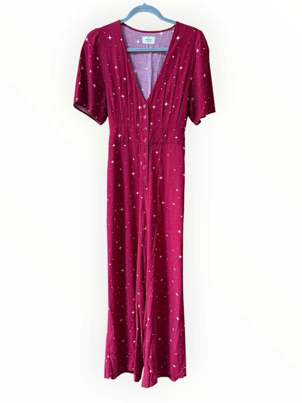 Marine Layer Lindy Jumpsuit in a red and white star print womens medium EUC - Picture 1 of 7